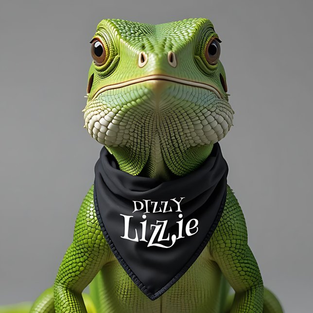 Cute Dizzy Lizzie Pet Bandana Collar (Iguana Modeling a Dizzy Lizzie Pet Bandana Cover Photo (close cropped))