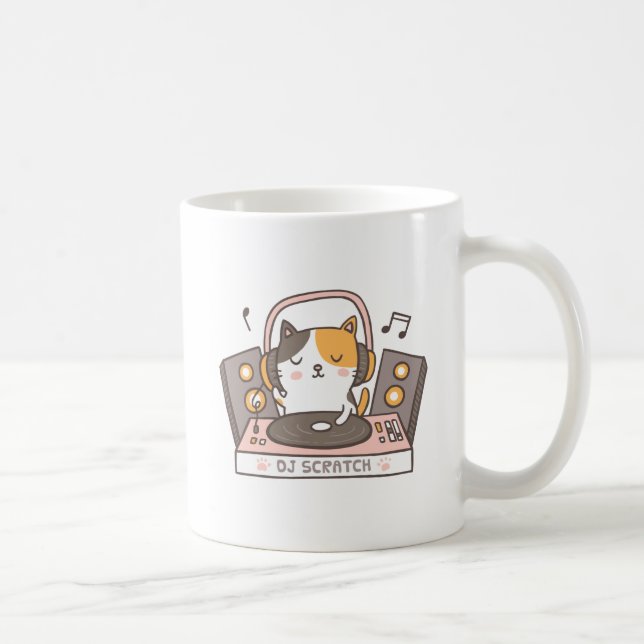 Cute DJ Scratch Kitty Cat Pun Mug (Right)