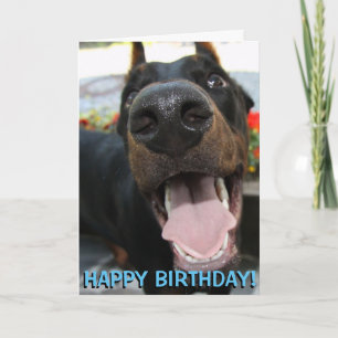 Cute doberman birthday card