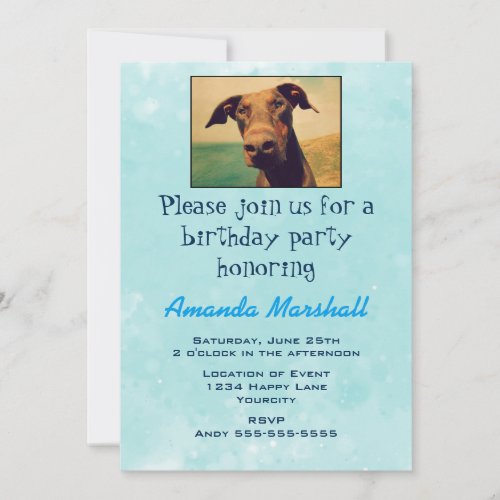 Cute Doberman Birthday Party Invitation