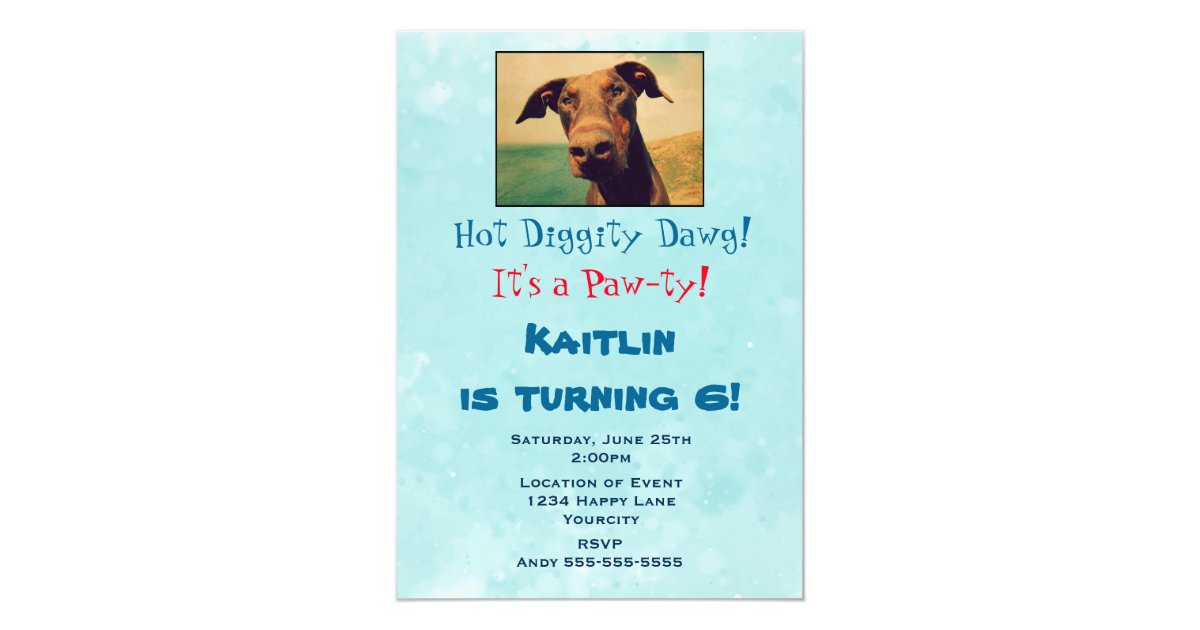 Cute Doberman Childs Birthday Party Invitation Zazzle Com