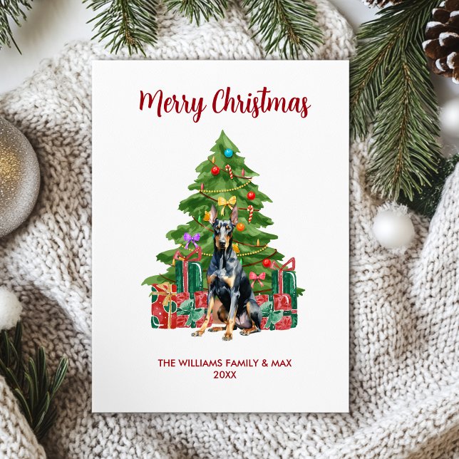 Cute Doberman Dog Family Christmas Holiday Card (Creator Uploaded)