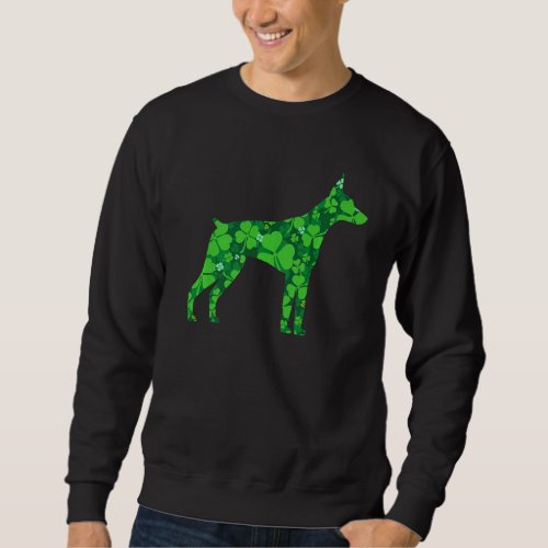 Cute Doberman Dog Shamrock Irish St Patrick Day Pu Sweatshirt