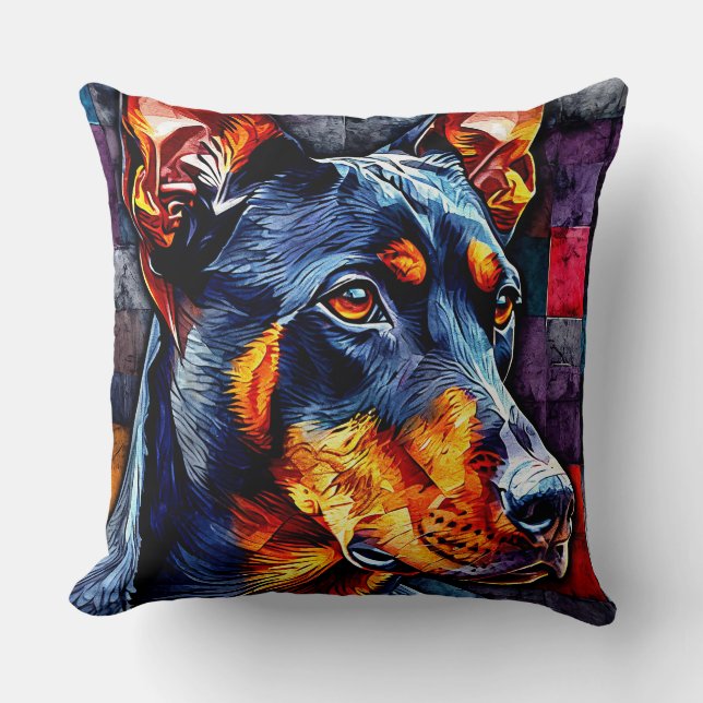 Cute Doberman dog Throw Pillow (Front)