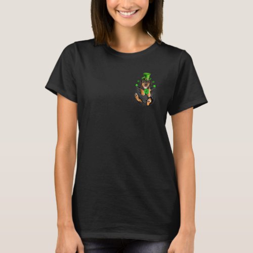 Cute Doberman Leprechaun In Pocket St Patricks D T_Shirt