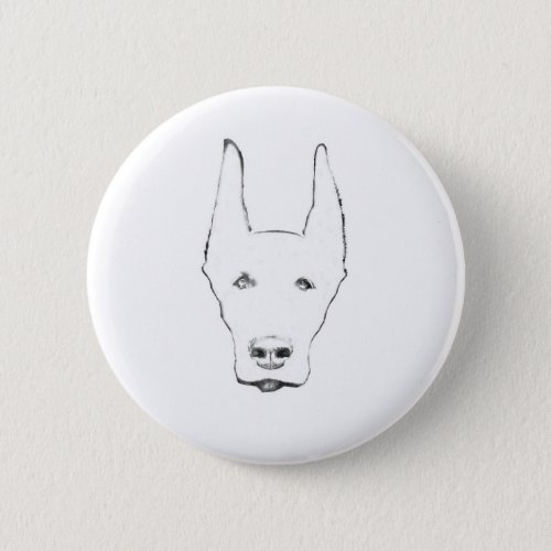 Cute Doberman Pinscher Dog Face Sketch Button