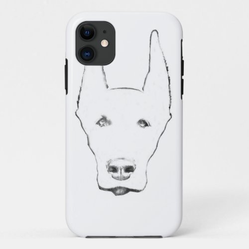 Cute Doberman Pinscher Dog Face Sketch iPhone 11 Case