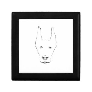 Cute Doberman Pinscher Dog Face Sketch Jewelry Box