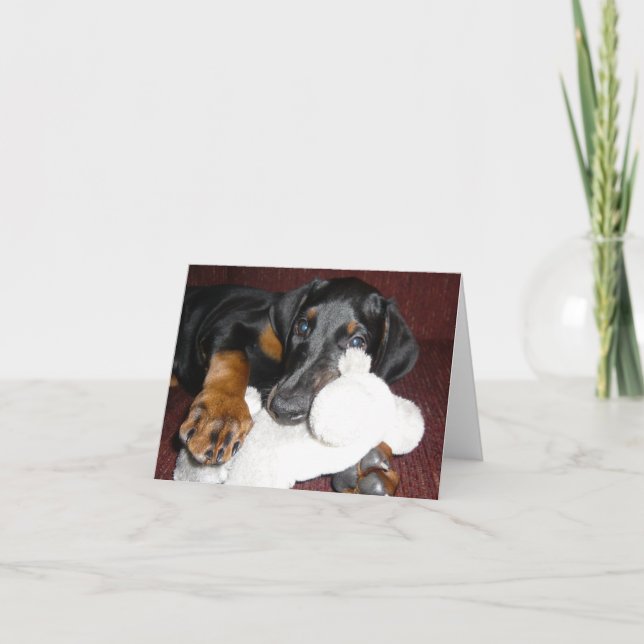Cute Doberman Pinscher Puppy - Blank Note Card (Front)