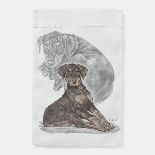 Cute Doberman Pinscher Puppy Garden Flag (Back)