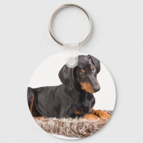 cute doberman pinscher puppy keychain