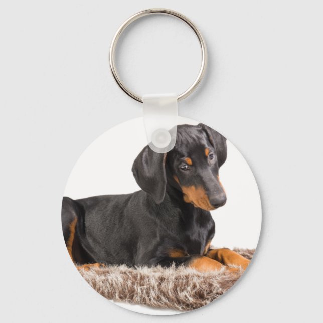 cute doberman pinscher puppy keychain (Front)