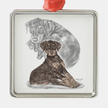 Cute Doberman Pinscher Puppy Metal Ornament by KelliSwan at Zazzle