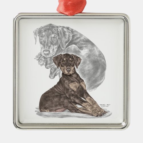 Cute Doberman Pinscher Puppy Metal Ornament