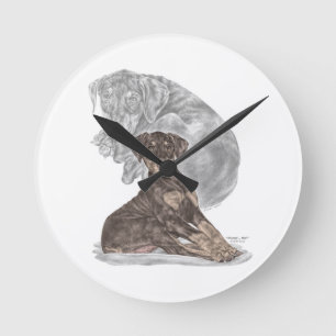 Cute Doberman Pinscher Puppy Round Clock