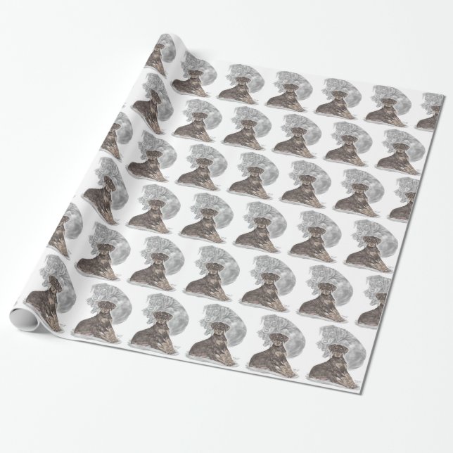 Cute Doberman Pinscher Puppy Wrapping Paper (Unrolled)