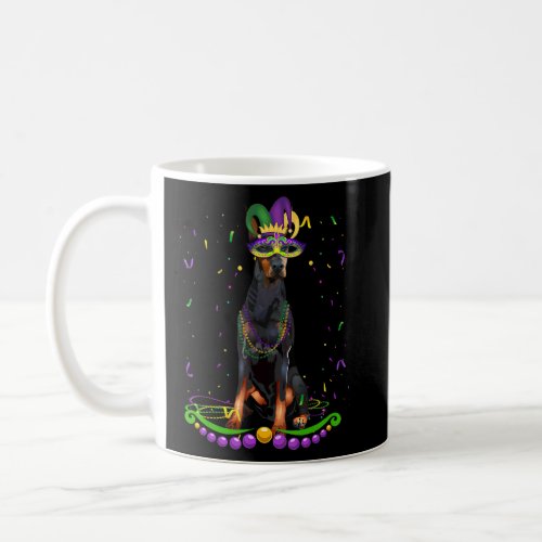 Cute Doberman Wearing Carnival Mask Mardi Gras Dog Coffee Mug