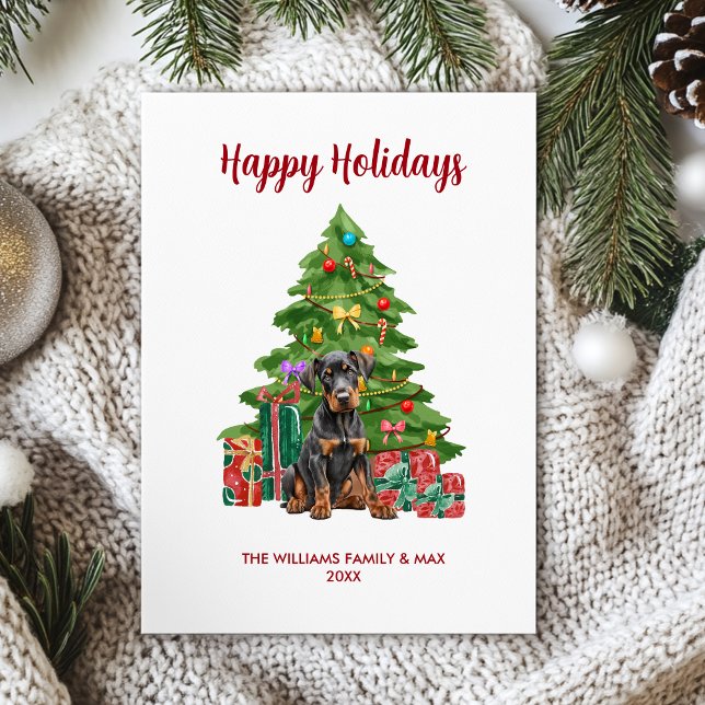 Cute Dobermann Dog Family Christmas Holiday Card (Creator Uploaded)