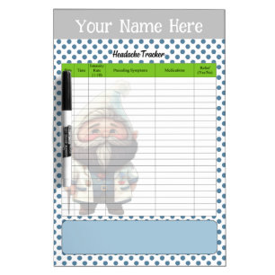 Cute Doctor Gnome Themed Headache Tracker Dry Erase Board