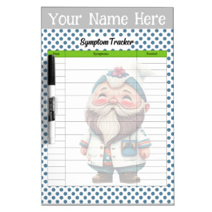 Cute Doctor Gnome Themed Symptom Tracker Dry Erase Board