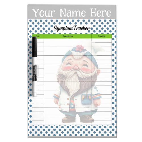 Cute Doctor Gnome Themed Symptom Tracker Dry Erase Board