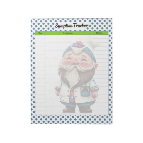 Cute Doctor Gnome Themed Symptom Tracker Notepad