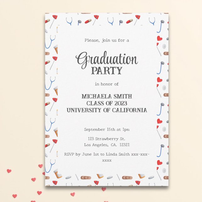Cute Doctor Graduation Party  Invitation (Creator Uploaded)
