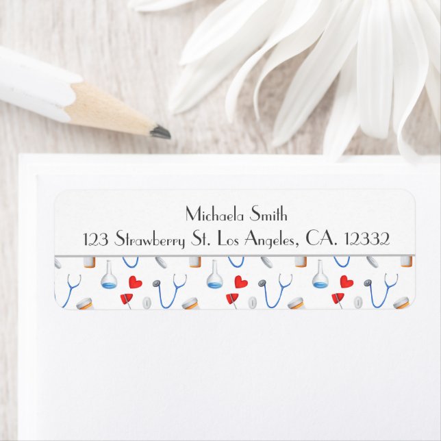 Cute Doctor Medical Equipment Return Address Label (Insitu)