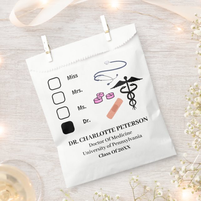 Cute Doctor Medical Student Graduation Party  Favor Bag (Clipped)