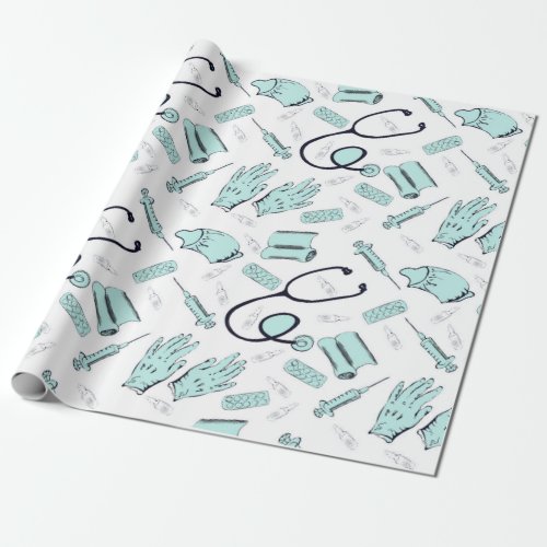 Cute Doctor Nurse Medical Pattern Wrapping Paper