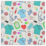 Cute Doctor Nurse Medical Supplies Pattern Fabric