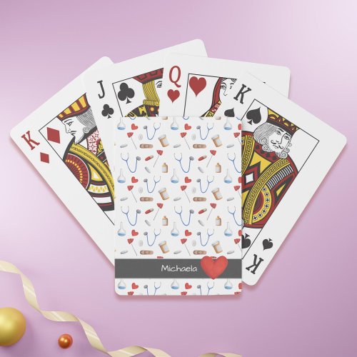 Cute Doctor Nurse Medicine Clinic Equipment Heart Playing Cards