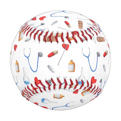 Cute Doctor Nurse Medicine Tool Pattern Baseball