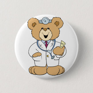 Cute Doctor Teddy Bear Pinback Button