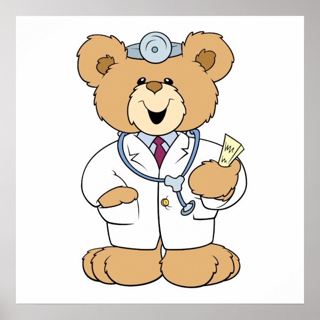 Cute Doctor Teddy Bear Poster (Front)