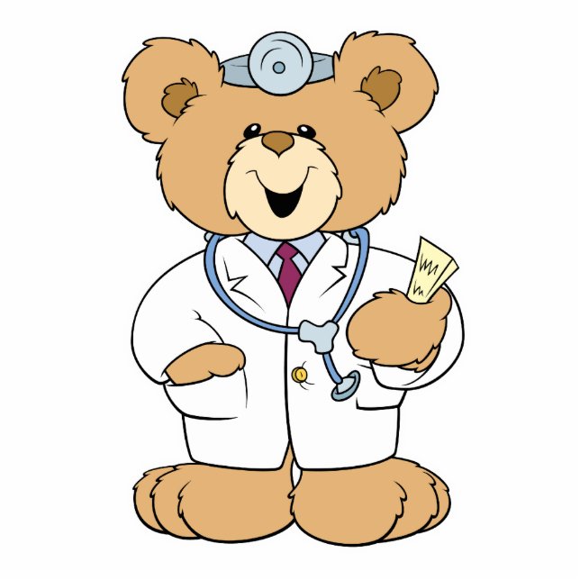 Cute Doctor Teddy Bear Statuette (Front)