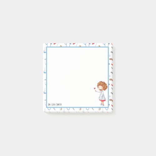 Cute Doctor with Lab Coat Personalized Post_it Notes