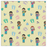 Cute Doctors and Nurses with Newborns Fabric