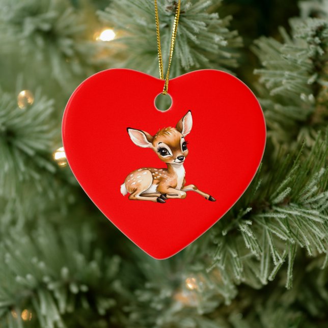 Cute Doe Chilling Out, Deer Lover Gift, Ceramic Ornament (Tree)