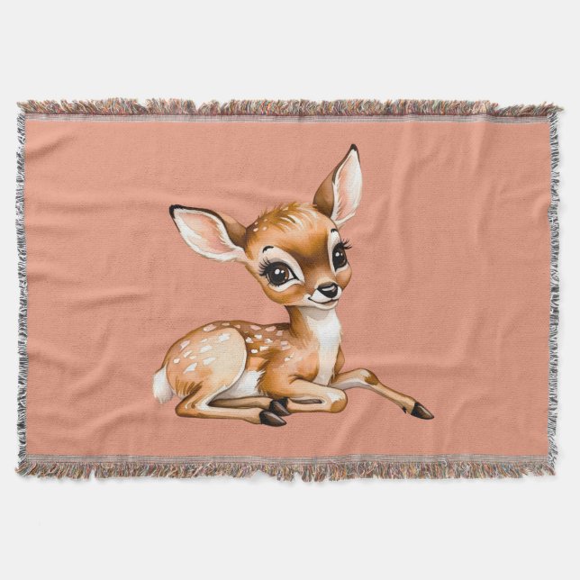 Cute Doe Chilling Out, Deer Lover Gift, Throw Blanket (Front)