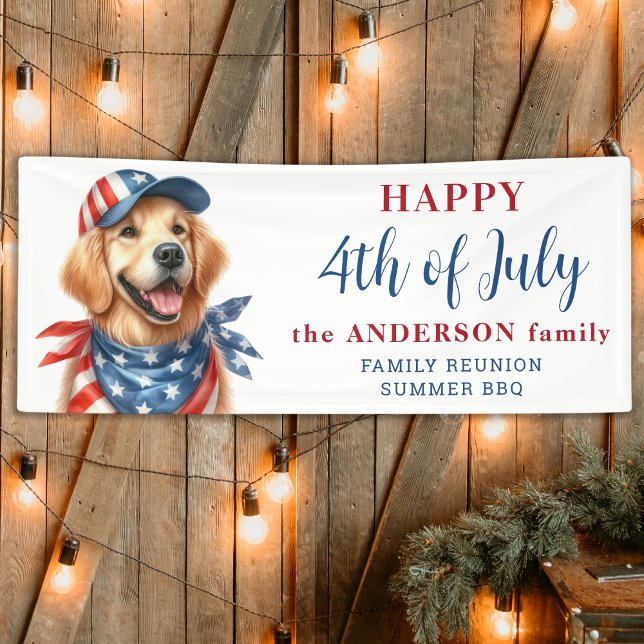 Cute Dog 4th Of July Red White Blue Patriotic Banner (Creator Uploaded)