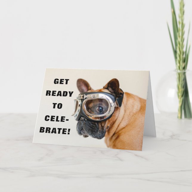 Cute Dog Add Name or Age Fun Happy Birthday Card (Front)