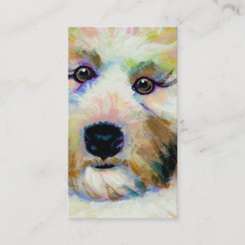 Cute dog adorable face fun colorful art painting business card