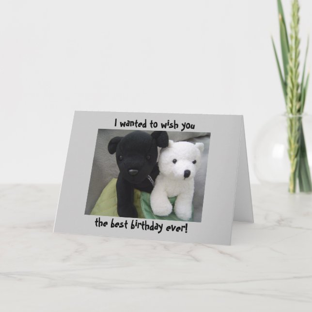 Cute Dog And Bear Birthday Card (Front)