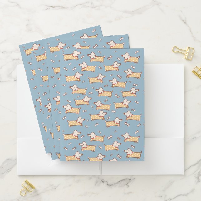 Cute Dog and Bone Seamless Pattern Pocket Folder (In Situ)