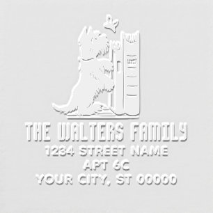 Cute Dog And Butterfly Family Name Return Address Embosser