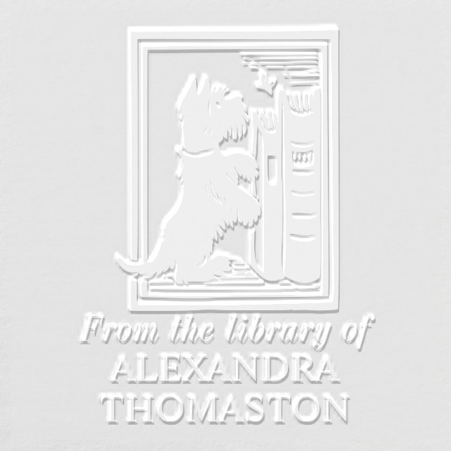 Cute Dog And Butterfly Library Book Name Embosser (Design)