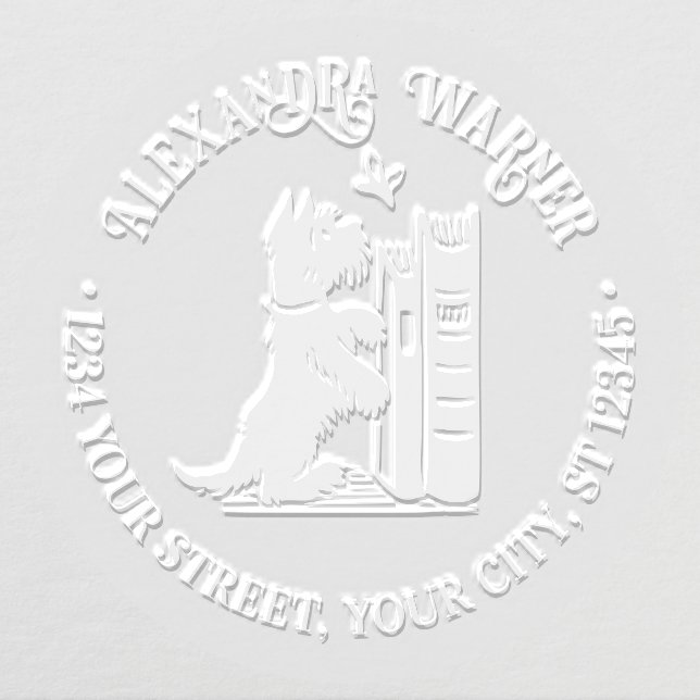 Cute Dog And Butterfly Name Return Address  Embosser (Design)