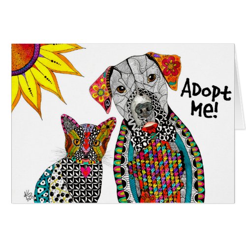 Cute Dog and Cat Adopt Me Greeting Card