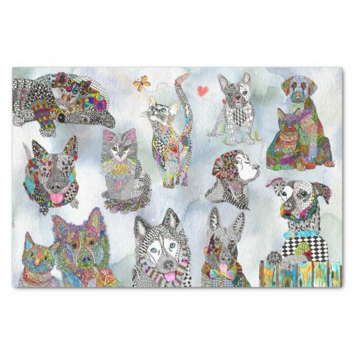 Cute Dog and Cat Assortment Tissue Paper  